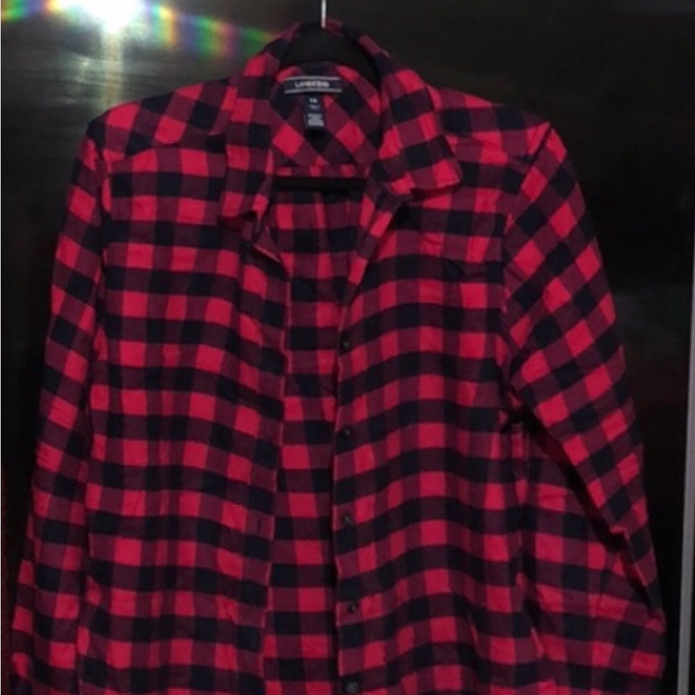 Flannel Shirt Fushia Pink/Navy 
Size 14 (L)
